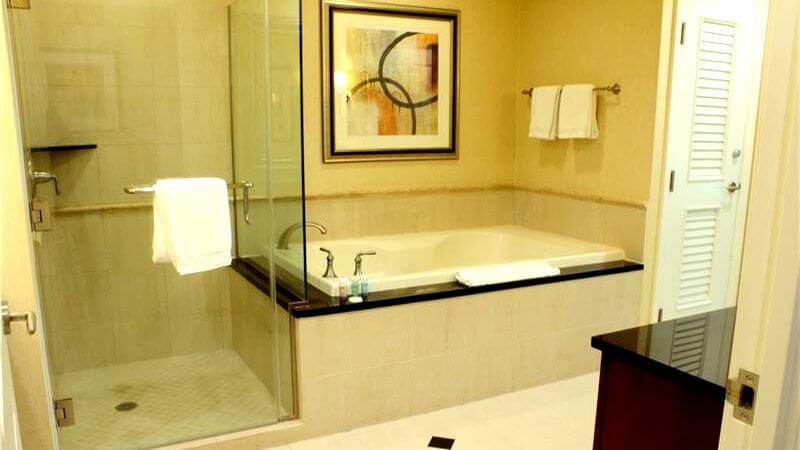 upgraded bathroom at a Signature at MGM Grand condo for rent
