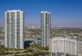 Turnberry Towers contains two towers, each with 318 modern condos for sale one block east of the Las Vegas Strip